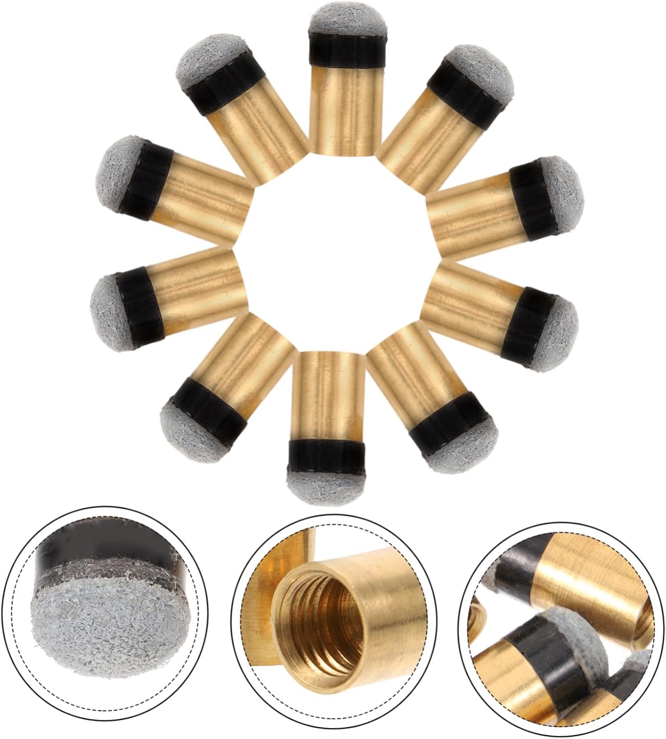 Kisangel Screw Tip Pool Cue Billiard Screw on Tips Imitation Leather