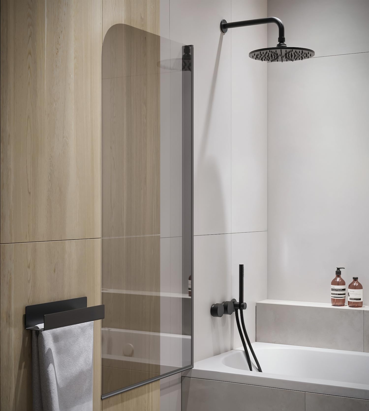 Mampara de baño Torino 60 x 140 cm - Negro - Mampara de baño Giratoria 5 mm de espesor - Cristal de seguridad y Antical