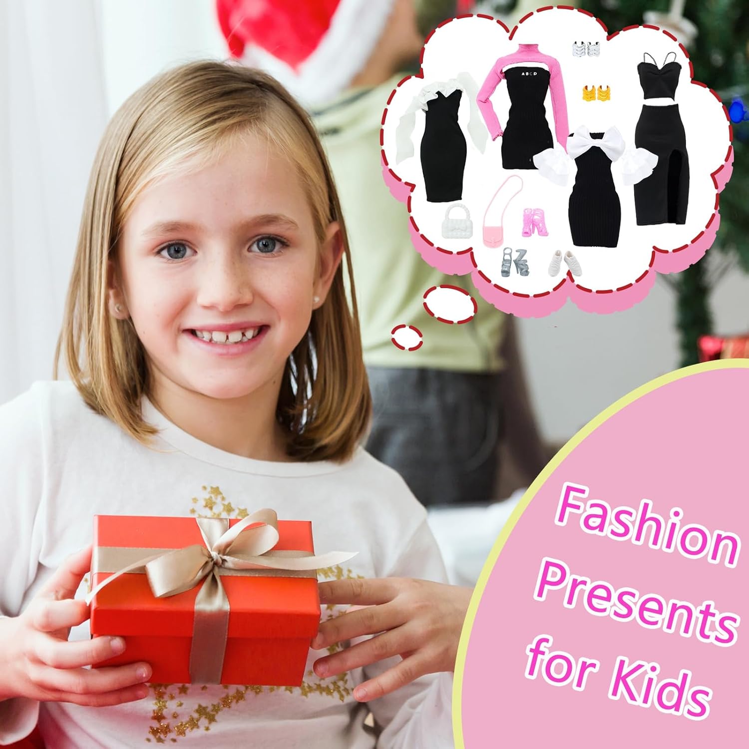 4 Sets Doll Clothes for 11.5 inch Girls Dolls, 11Pcs Summer Simple Black Dresses Style Outfits Including Shoes & Bags Clothing Accessories Sets
