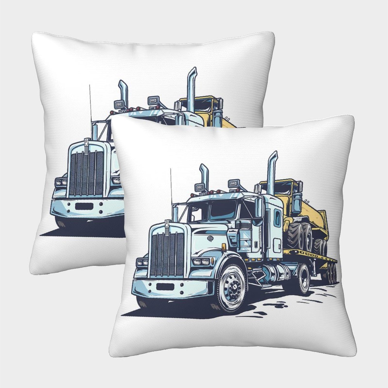 QFVANSIYO 3D Printed Truck Microfiber Pillowcase for Adults Teens Bedroom Bedding Truck Pillow Cover Soft Breathable Home Decor 40x40cm
