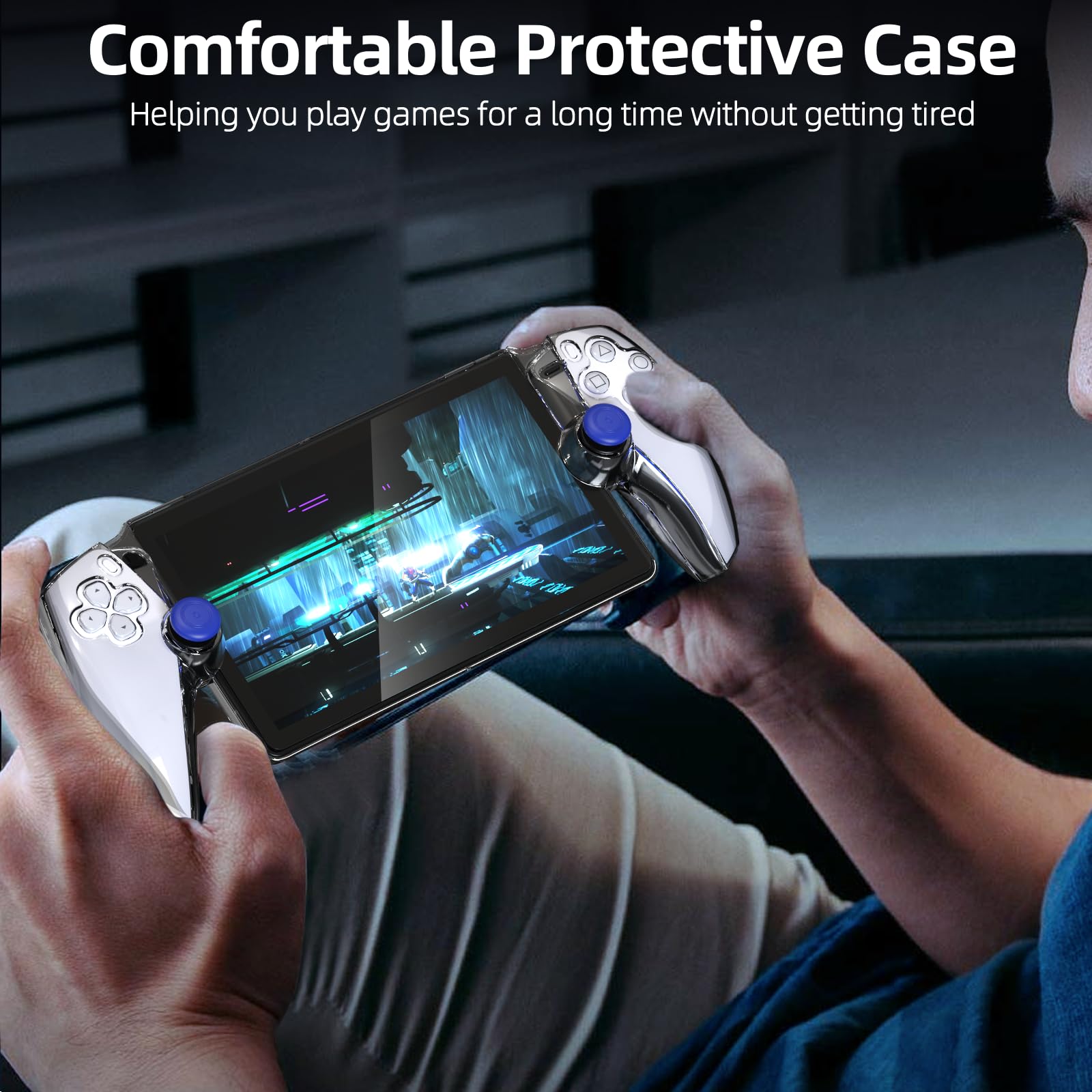 Custodia protettiva aggiornata per PlayStation Portal con pellicola protettiva in vetro temperato, custodia rigida ultra trasparente in PC con kit di accessori di protezione completa per PS Portal