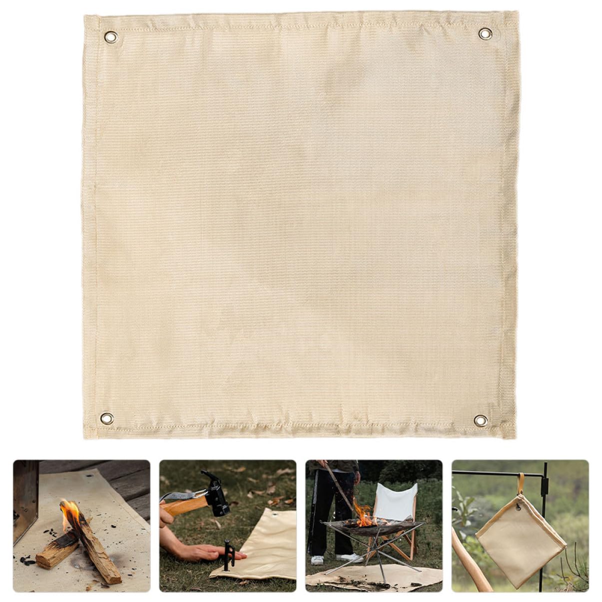 BESPORTBLE 4 Pz Panno ignifugo da Campeggio antincendio Coperta antifiamma Accessori da Campeggio Tavolo da Coperte Tappetino ignifugo per sotto braciere Coperta da falò Fibra di