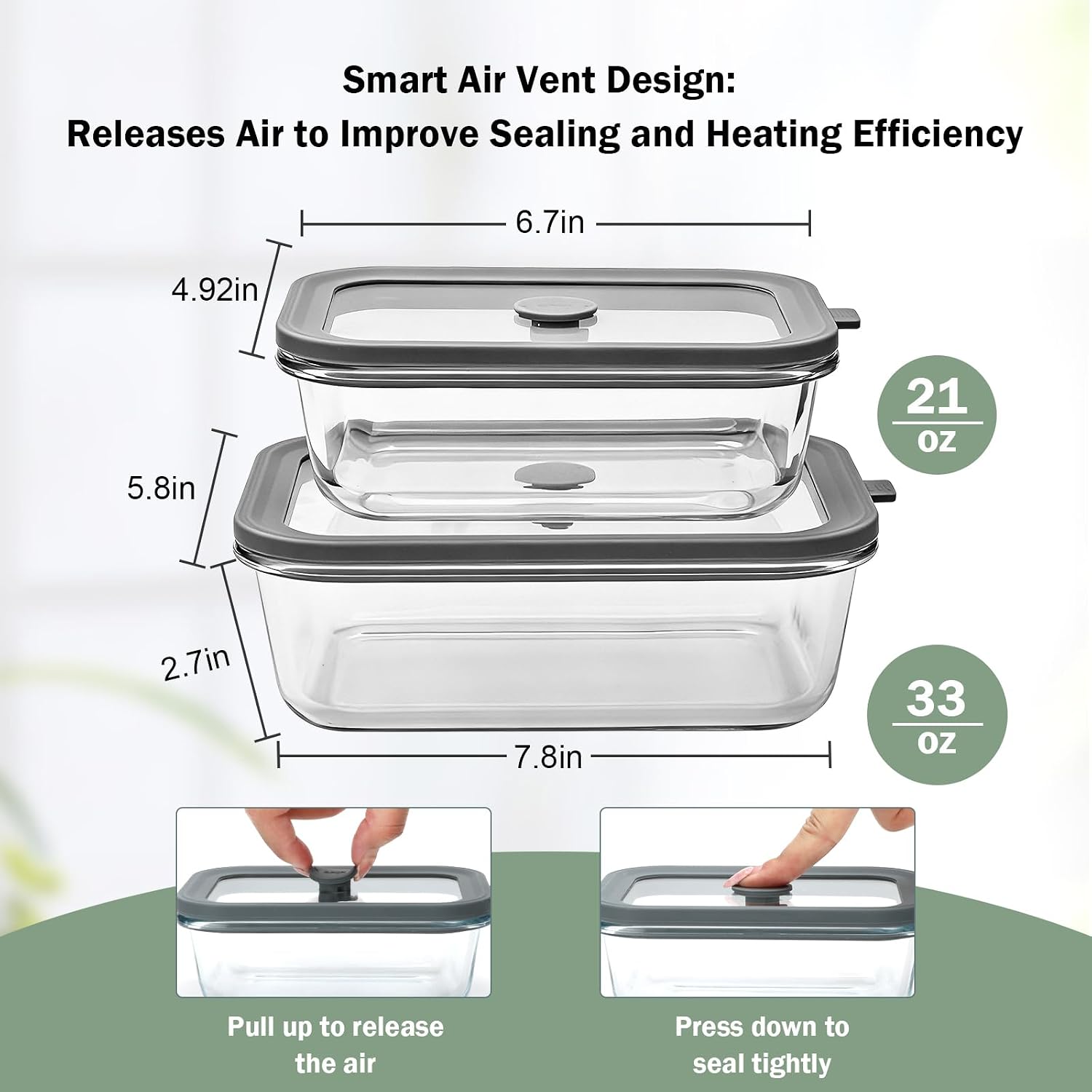 10 Pack Glass Food Storage Containers with Glass Lids, 5 x 35oz & 5 x 21oz