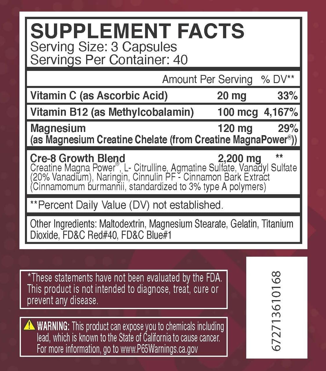 CRE-8 Creatine | Strength, Endurance & Decrease Recovery Time | 40 Servings