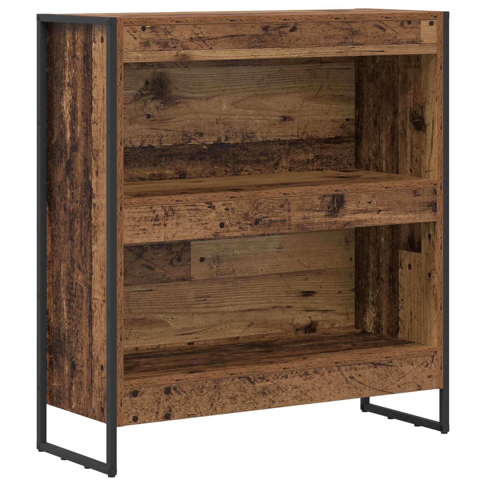 Regał na książki o wyglądzie starego drewna, 80 x 30 x 155 cm, materiał drewnopochodny i stal, przemysłowy regał stojący z 5 półkami, otwarty design do salonu, biura, korytarza