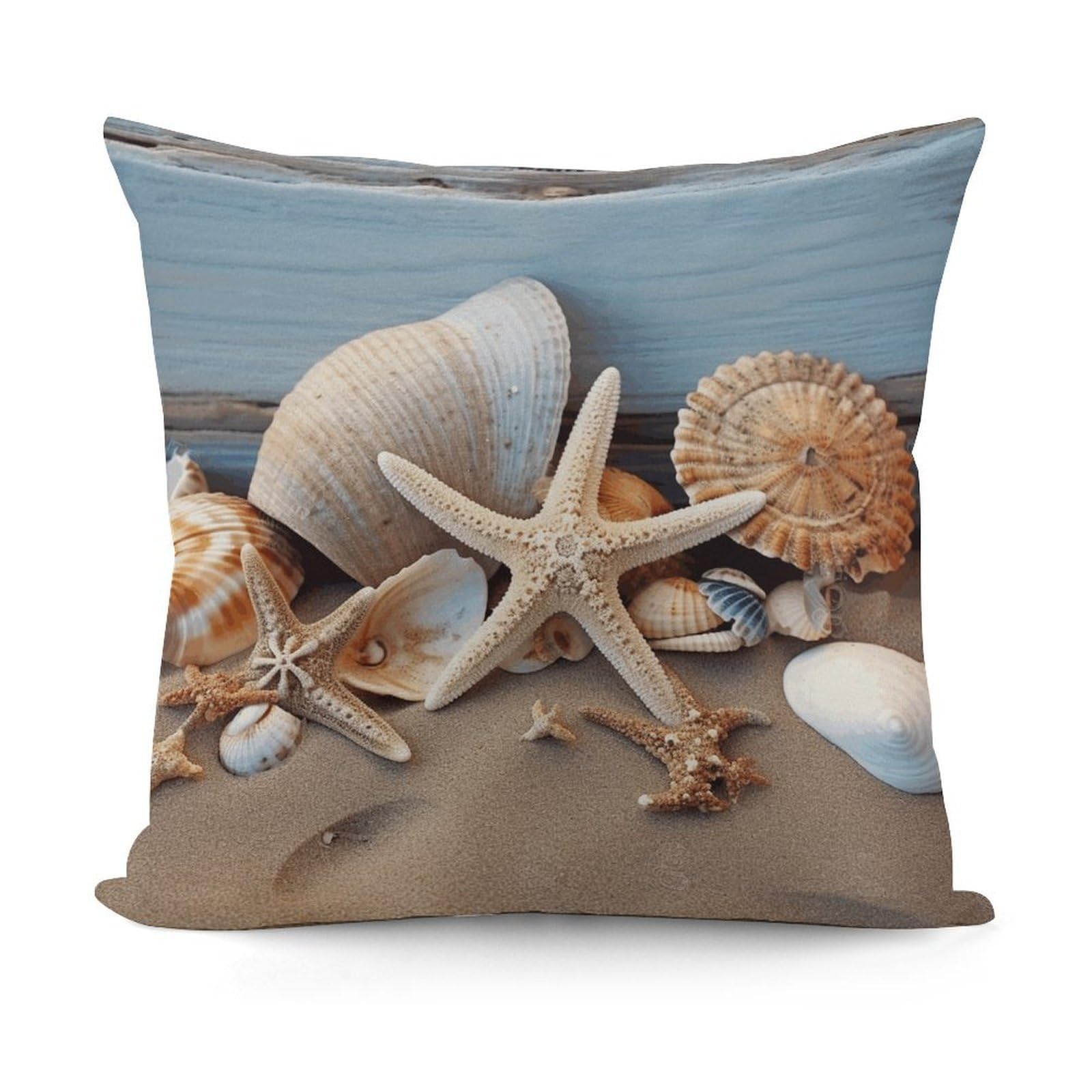 Adfgyerh Style Seashells Starfish Sand Decorative Pillow Covers, Throw Pillow Covers Soft For All Seasons, Pillowcases For Couch Living Room Sofa Bedroom 18X18 Inch