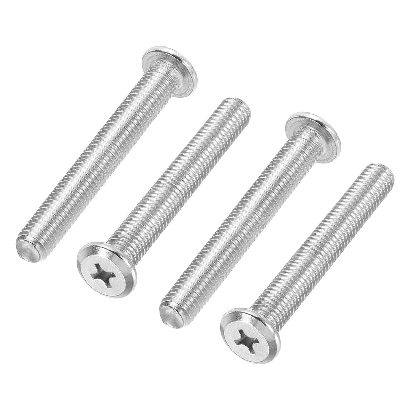 PATIKIL Flat Round Head Phillips Screws, 4 Pack M10-1.5 x 75mm Binding Screws 304 Stainless Steel 18-8 Full Thread