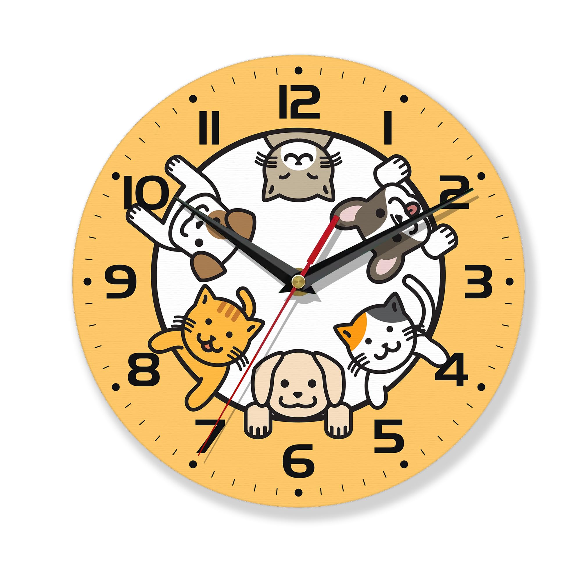 AZCXOIC Wall Clocks,Dogs Circle Space Wall Clock Decorative,Cats Kitchen Wall Clock Battery Operated - 10 Inch Round Bathroom Clocks Silent