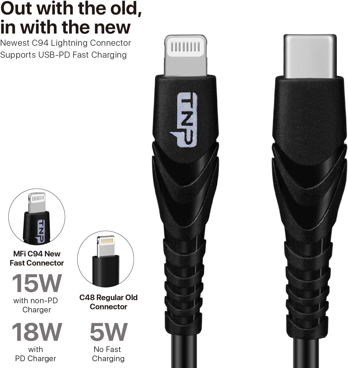 TNP USB C to Lightning Cable, iPhone 11 Charger (6FT) MFi Certified