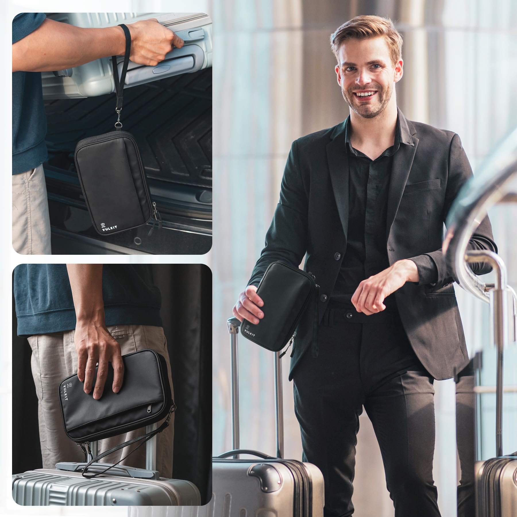 VULKIT Porte Passeport Cuir RFID - Organisateur Voyage Blocage RFID Pour Hommes Et Femmes