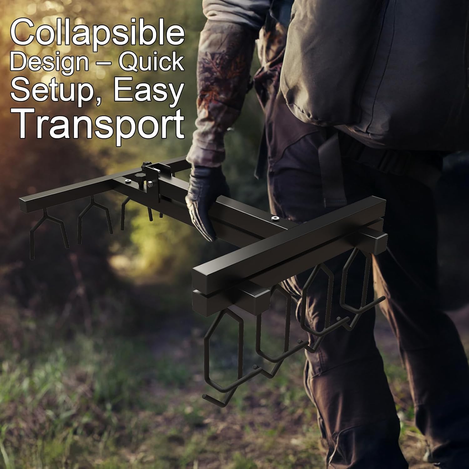 Gun Rack, Portable Gun Racks, Folding Indoor Gun Racks, Heavy-Duty Steel Rifle Rack Holds Up to 4 Rifles or Shotguns, Freestanding Gun Rack Stand for Indoor Storage, Outdoor Shooting & Hunting Range