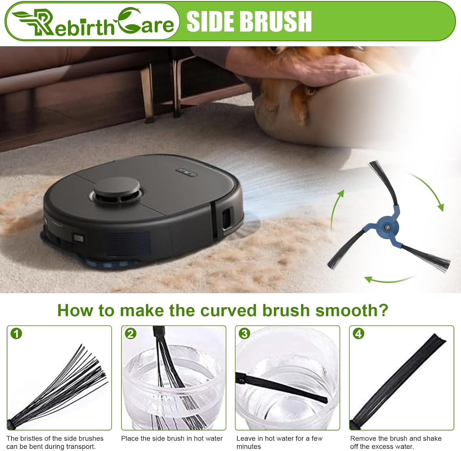 Rebirthcare 17Packs X10 Pro omni Replacement Accessories Kit Compatible with Eufy X10 Pro Omni Robotic Vacuum Cleaner, 4 Vacuum Bags, 2 Mop Pads, 2 Main Brushes, 4 Sweeping Brushes, 4 HEPA Filters