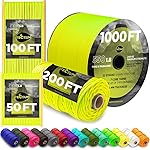 TECEUM Paracord Type III 550 Sofit Yellow - 1000 ft - 4mm - Tactical Rope MIL-SPEC - Outdoor para Cord -Camping Hiking Fishing Gear and Equipment - EDC Parachute Cord - Strong Survival Rope 319