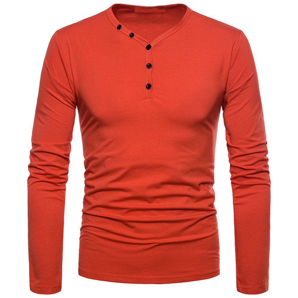 TEBAISE Fashion Men's Personality Slim Fit Casual Long Sleeve Solid Shirt Top Blouse