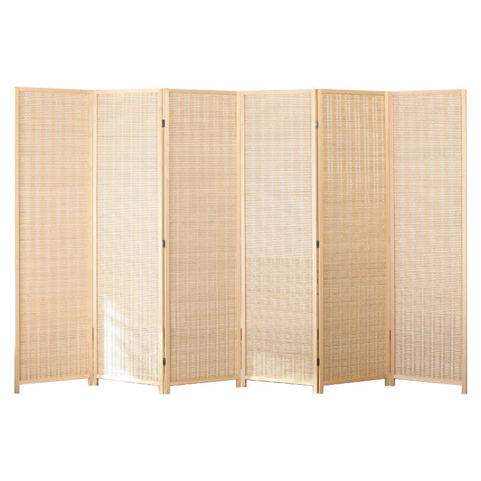 Cloison de séparation haut de gamme 6 panneaux en bambou naturel pour décoration raffinée