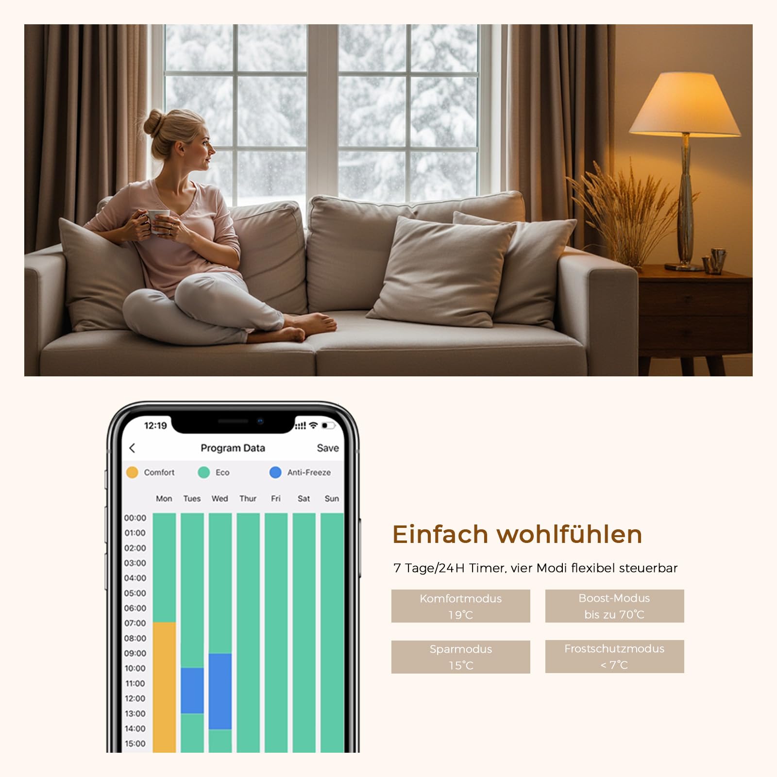 S'AFIELINA Grzejnik łazienkowy elektryczny 800W 1320x500mm – Elektryczna suszarka na ręczniki Smart WiFi, LCD Sterowanie głosowe, Harmonogram 7x24H, IP44 Kaloryfer, Antracyt