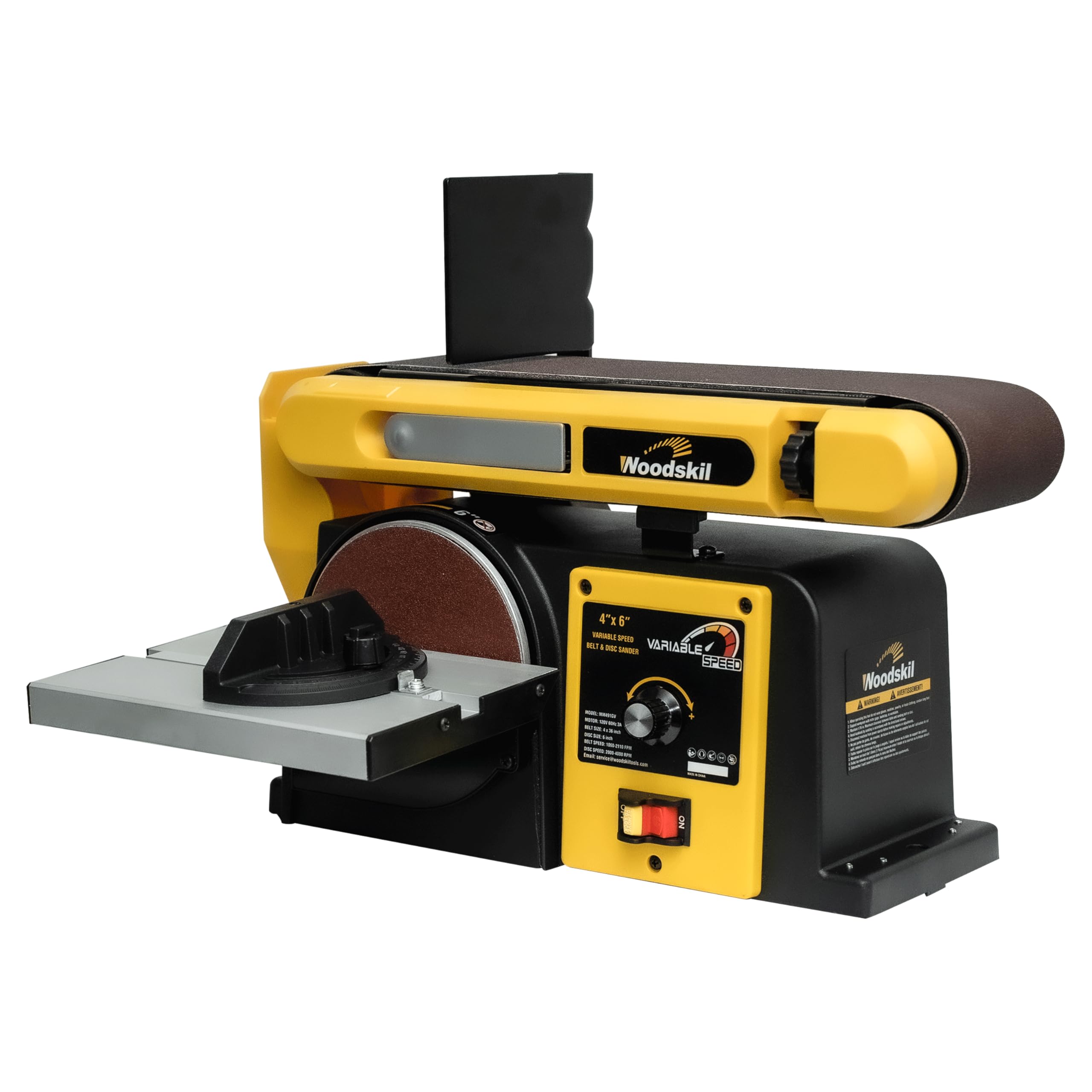 Woodskil 3A Variable Speed Belt Disc Sander for Wood,4x36" Belt,6" Disc