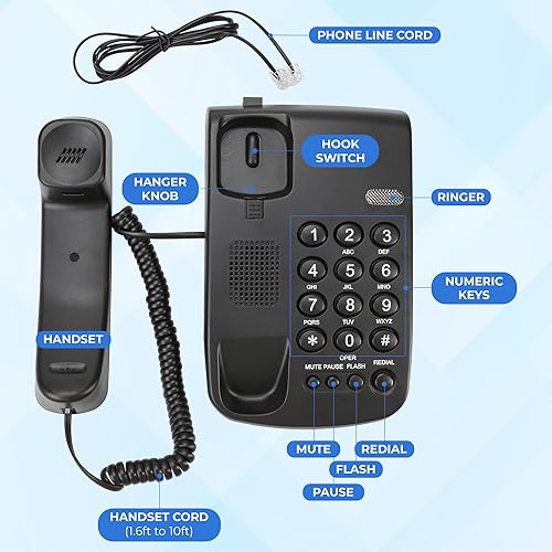 Miniatura 3 de TCF 2000 Teléfono de escritorio  Teléfono de reducción de ruido de sonido claro para oficina en casa, hotel, escritorio fijo de casa de negocios