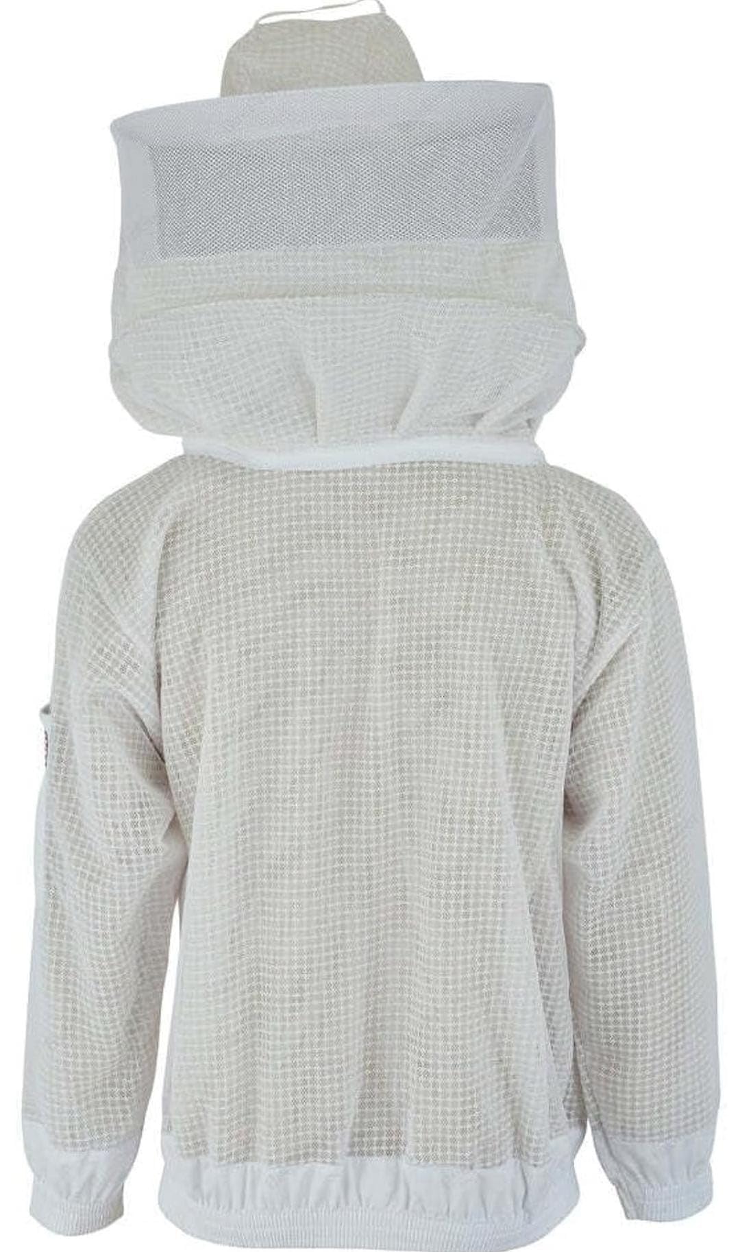 JRVG Unisex Bienenschutzjacke, 3 Schichten, ultra-belüftet, Sicherheitsschutz, Imkerjacke, rund, Schleierjacke mit kostenlosen Handschuhen, Weiß, weiß, M