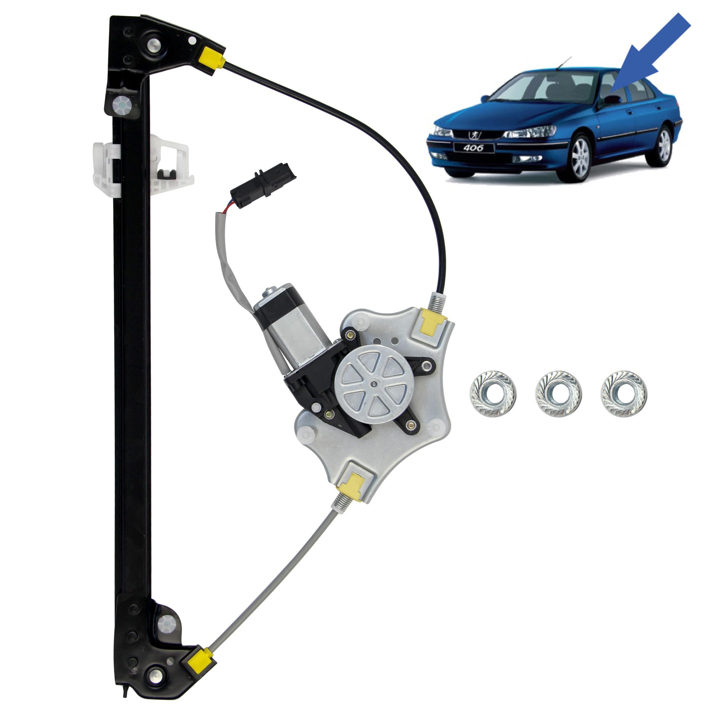 STARKIT PERFORMANCE Elevalunas compatible para Peugeot 406 (1995-2004) CON MOTOR | DELANTERO IZQUIERDO (conductor) 9221K7