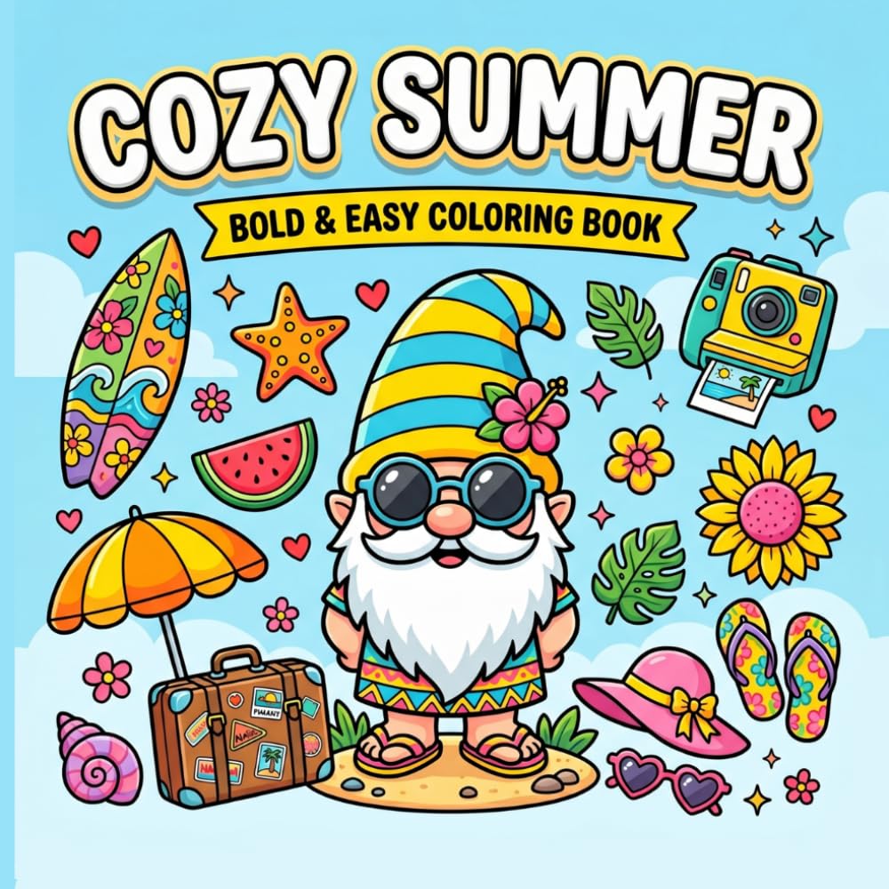 Cozy Summer Bold and Easy Coloring Book: Fun Summer Coloring Pages