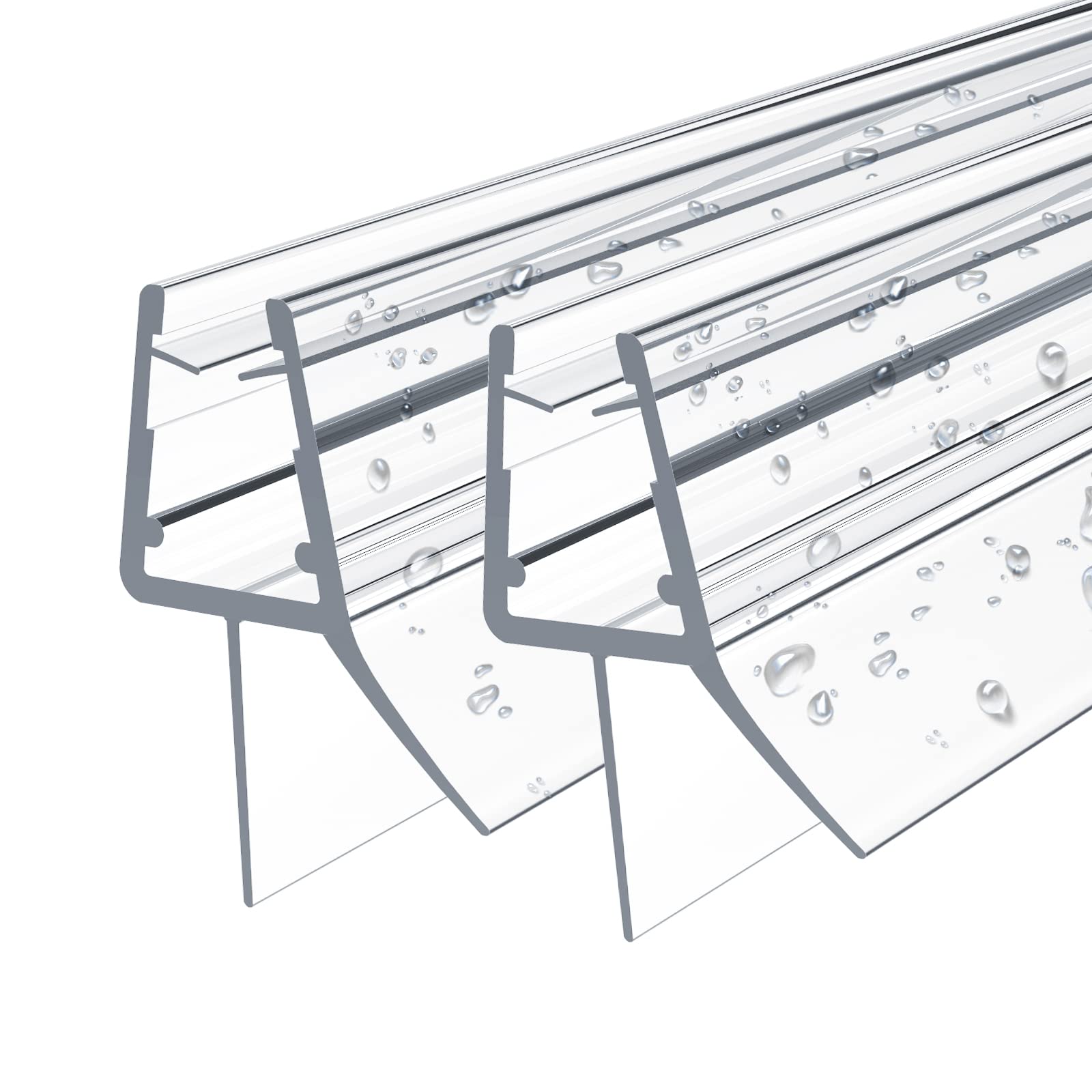 EMKE Ersatzdichtung Wasserabweiser Duschdichtung Schwallschutz Duschkabine Bad 4-6mm Glas 600mm, 2 Stück