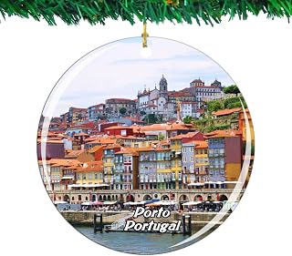 Weekino Portugal Porto Christmas Ornament City Travel Souvenir Collection Double Sided Porcelain 2.85 Inch Hanging Tree Decoration