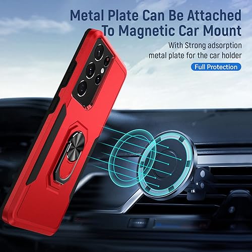 Miniatura 6 de YmhxcY - Funda para Galaxy S21 Ultra con 2 unidades de película de TPU flexible autorreparable, grado militar, soporte de anillo de 360  F, funda