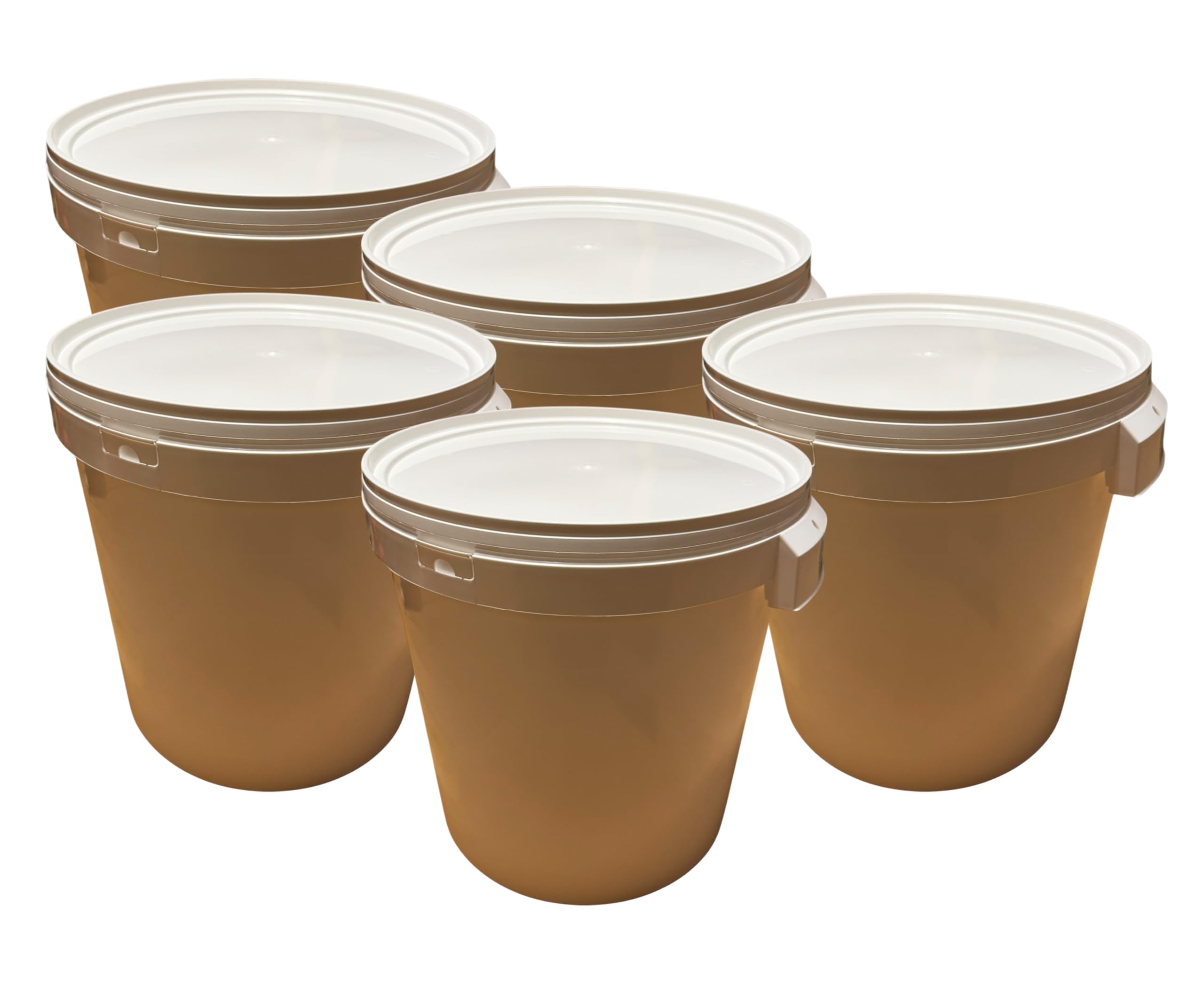 LOT 5 X Seau Plastique 32 L litres avec POIGNÉE RENFORCÉE ET Couvercle HERMÉTIQUE – Durable ET EMPILABLE pour Usage Domestique OU Professionnel