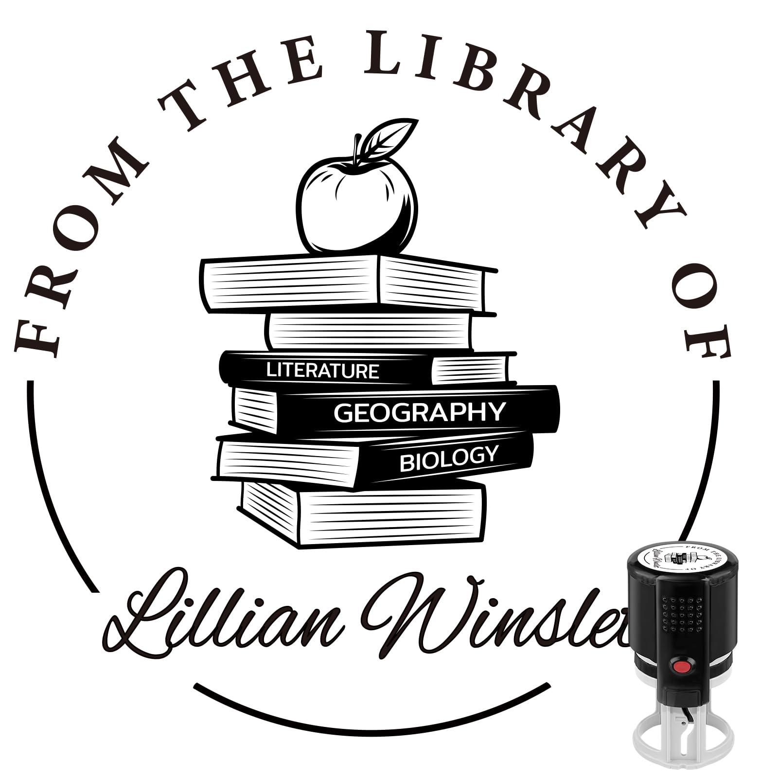 Custom Self-Inking Stamps | Personalized Book Stamp Gift for Book Lovers | 5 Ink Colors (Style03)