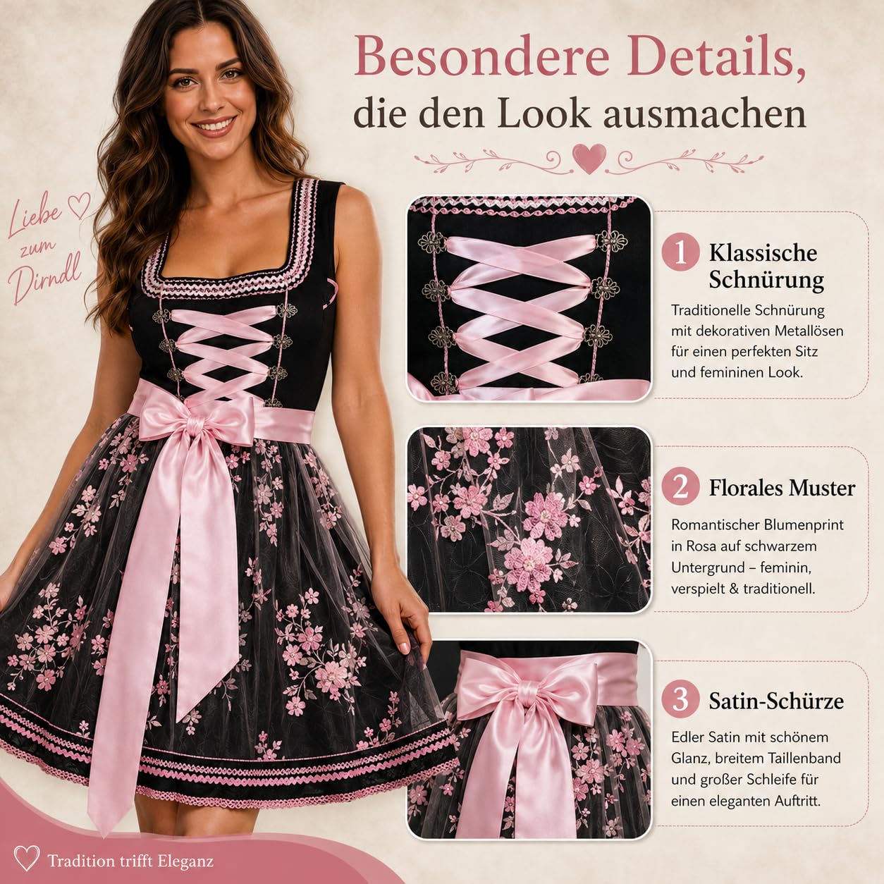 Dirnd l Complete Sets Midi Dirndl Dress Costume Dress Including Costume Skirt and Dirndl Apron, 2-Piece Dirndl Women's Outfit, Costumes Fashion Dress, Oktoberfest Clothing for Folk Festival