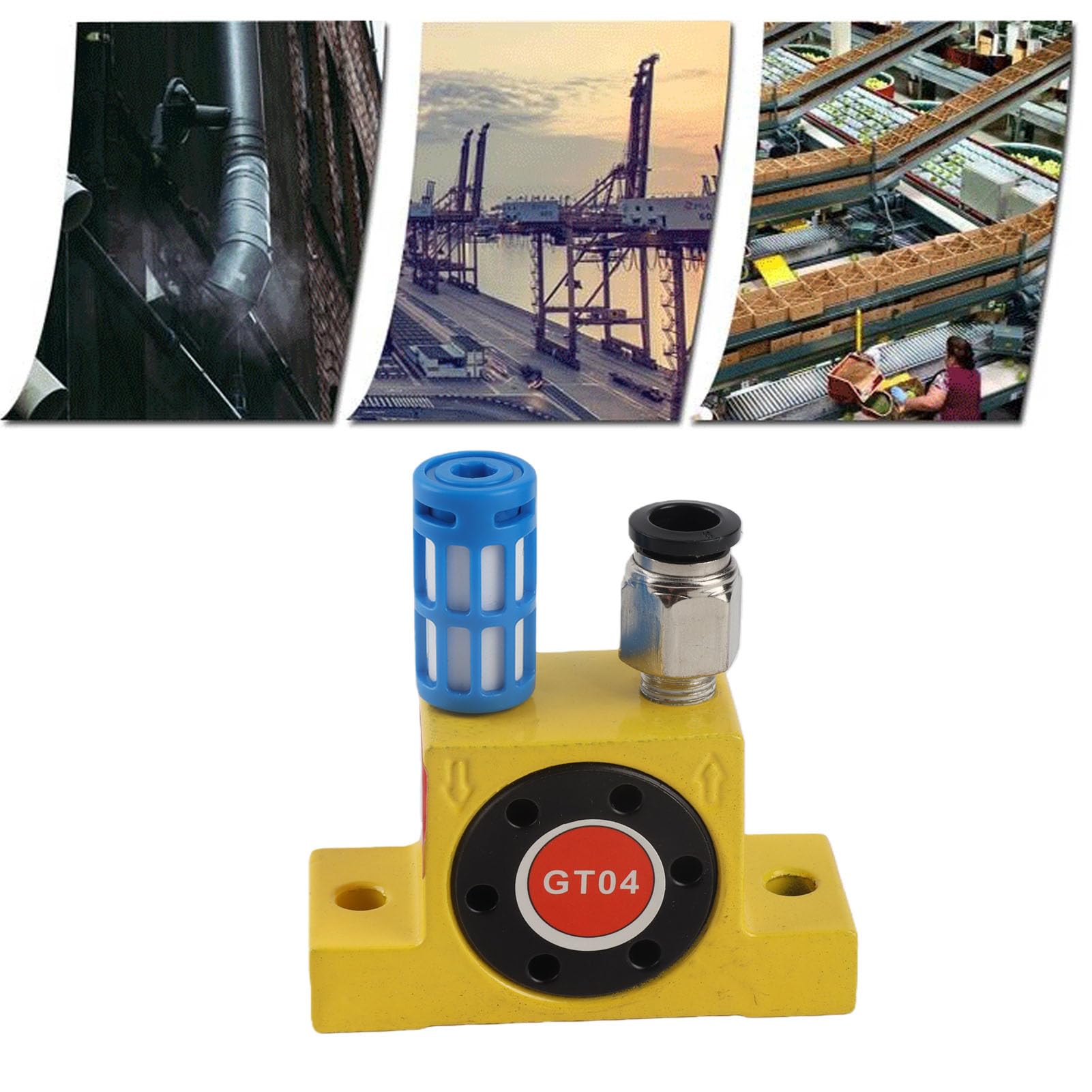 Vibrateur ¨¤ Turbine Pneumatique G1/8, Oscillateur ¨¤ Air, Faible Bruit, Haute Pr¨¦cision CNC, pour Transport de Mat¨¦riaux et Criblage Industriel
