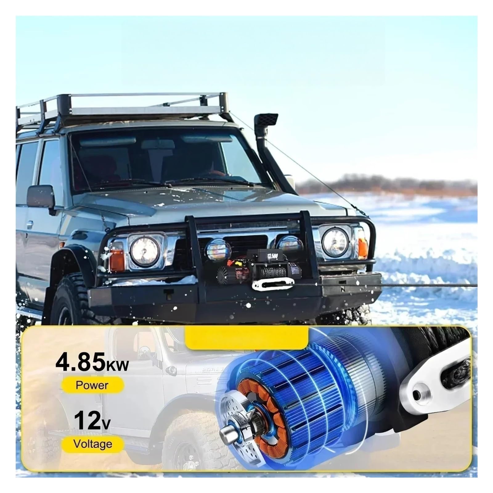 Wciągarka Elektryczna 13500LB 12V Z Kabestanem Lina Syntetyczna Ze Stopu 92 27M Pasująca Do Podnośnika Samochodowego/ATV/przyczepy Łodzi 4x4 Wciągnik elektryczny łańcuchowy