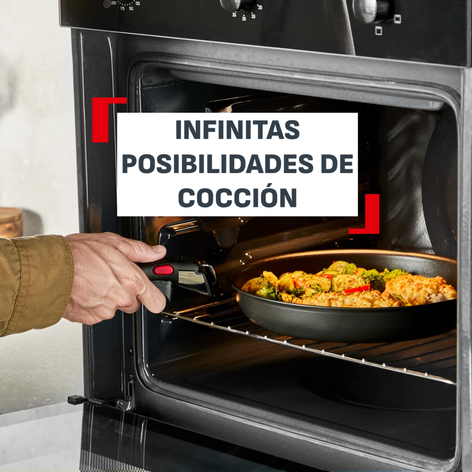 Tefal Ingenio Explore - Juego de 2 Sartenes 24/28 cm + Mango, Antiadherente, Apto inducción, Apilable, Aluminio, Thermo-Signal, Apto horno