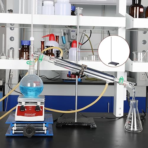 Miniatura 5 de stonylab Soporte de laboratorio, soporte de anillo de soporte de hierro fundido de 8 x 5 pulgadas con varilla de 22.44 pulgadas para laboratorio