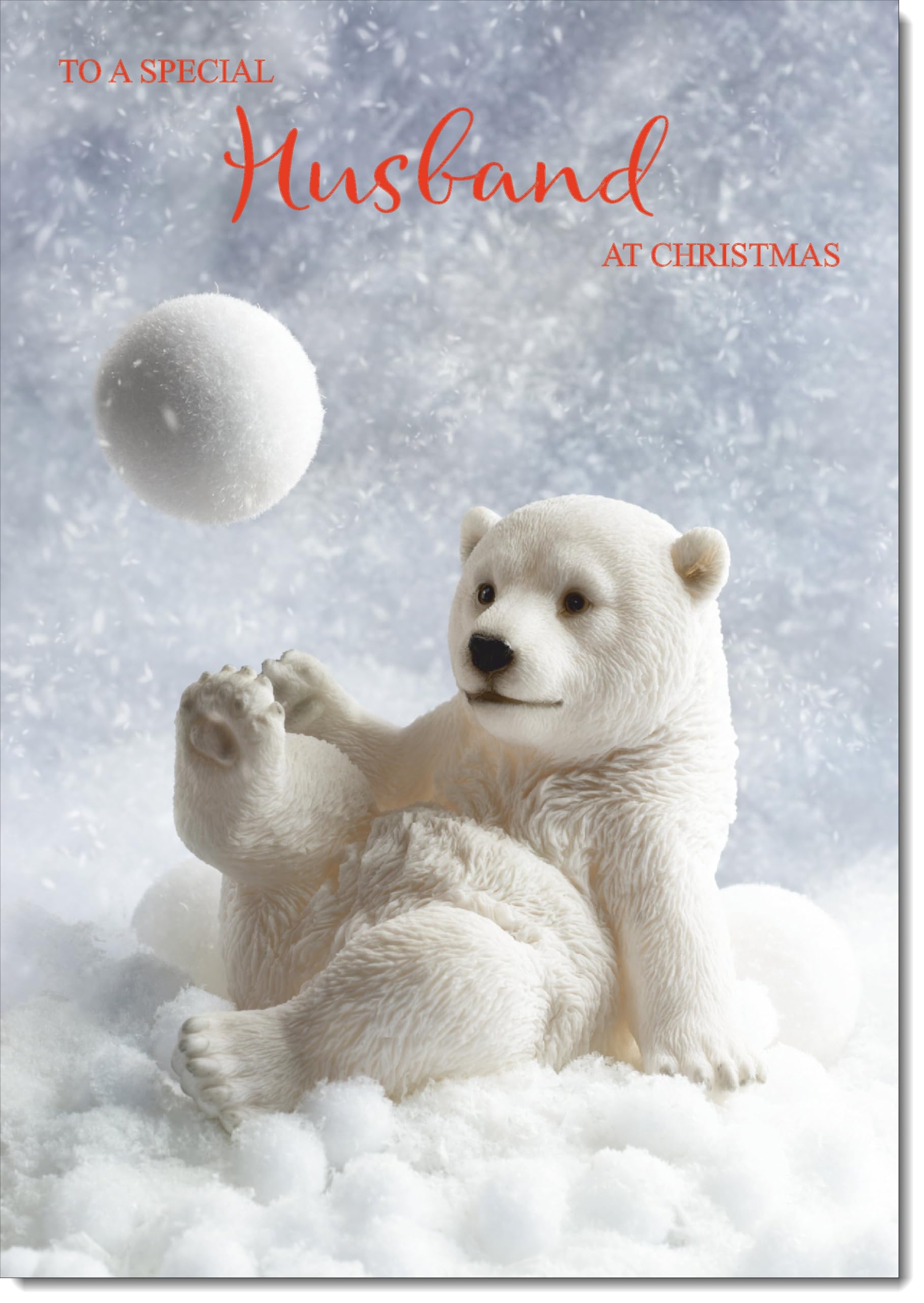doodlecards Husband Christmas Card Polar Bear and Snowball Large A4 Size Christmas Card for Husband with Plain Envelope — image 1