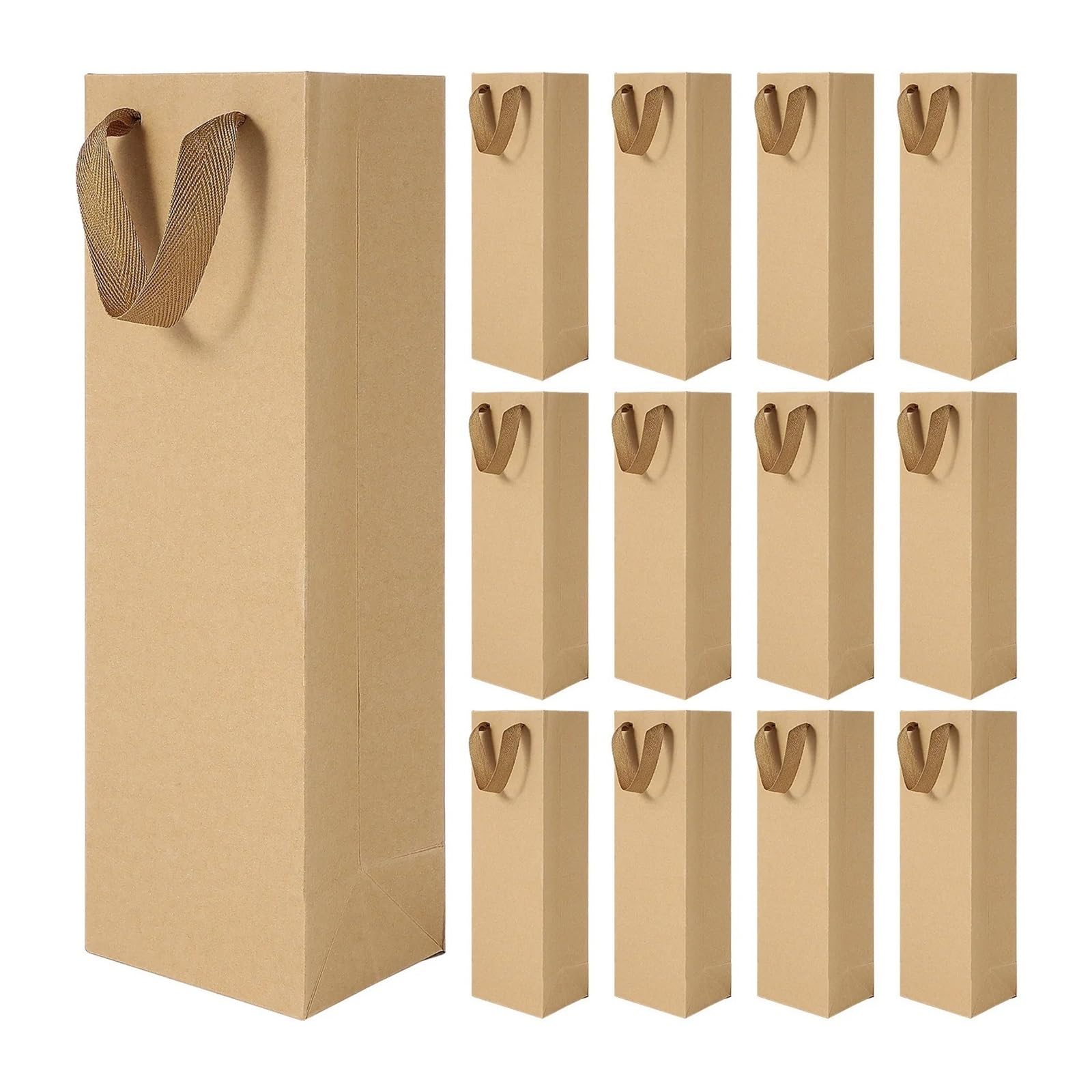Lot de 10 sacs à vin en papier kraft rouge avec poignée pour fête de mariage