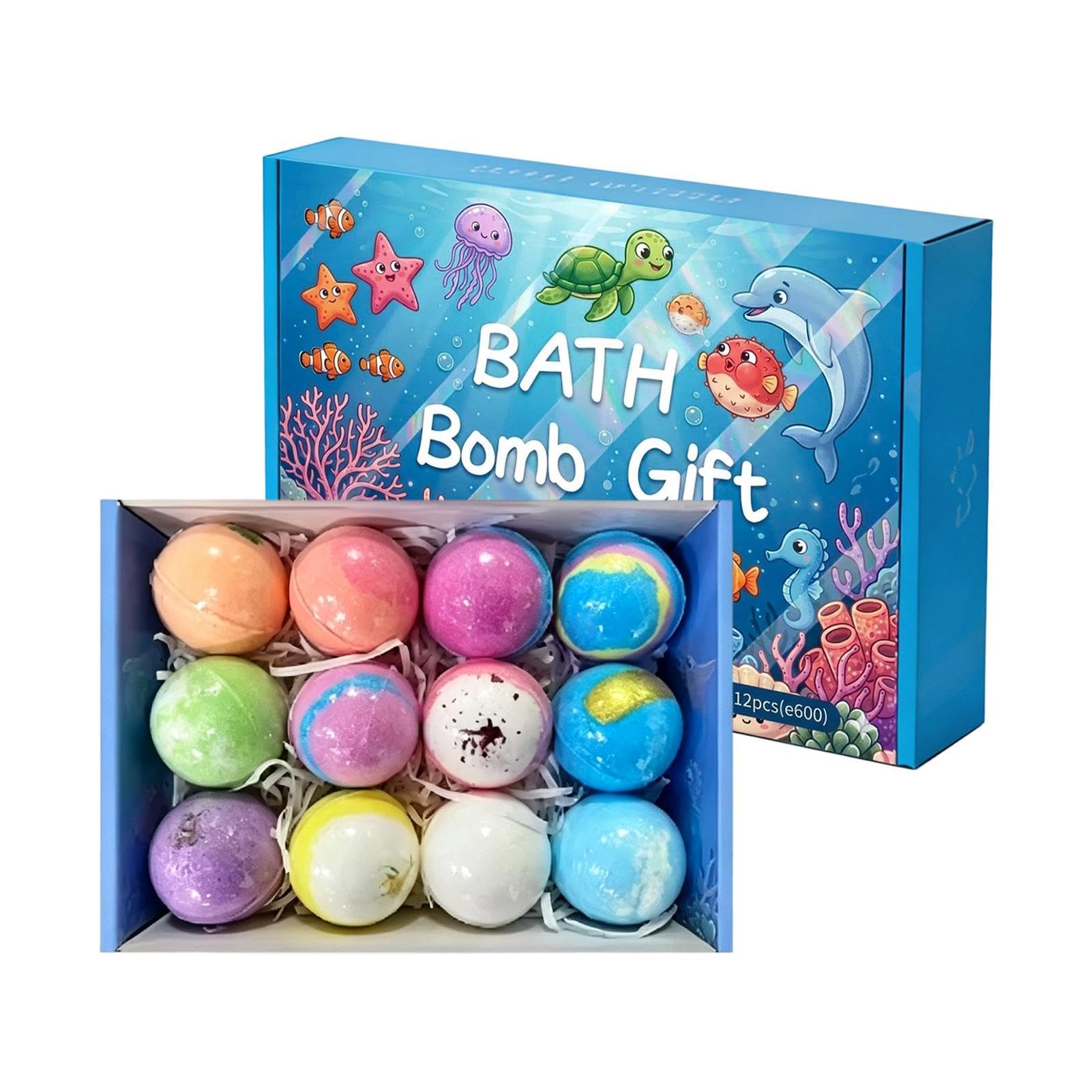 Bolle da Bagno con 12 Bombe Da Bagno Sicure Con A Bolle E | Set di Palline per Vasca da Bambino per Bambini Bambine Famiglia Giardino Piscina Casa Giochi