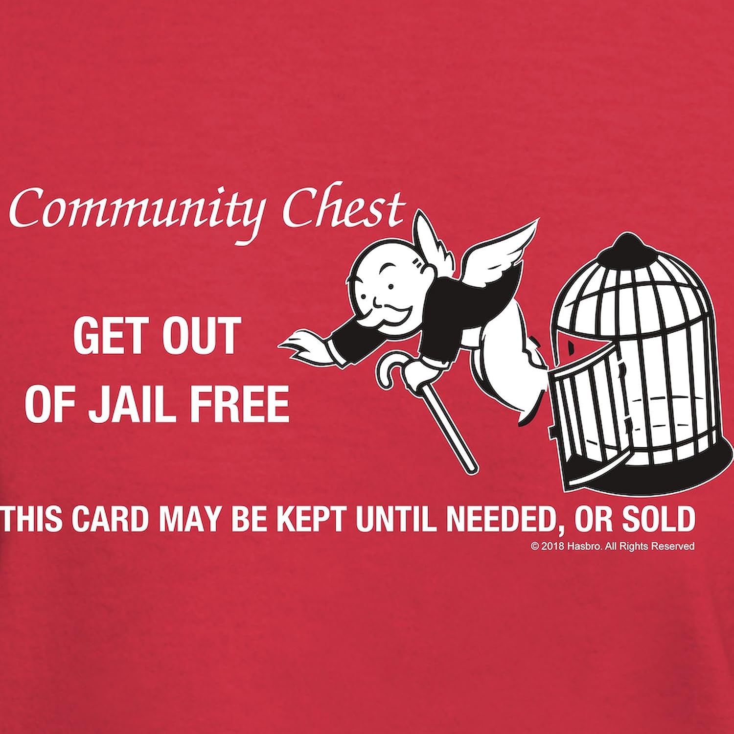 CafePress Monopoly Get Out of Jail Free Dark T Shirt Men's 100% Cotton, Classic Graphic Dark T-Shirt
