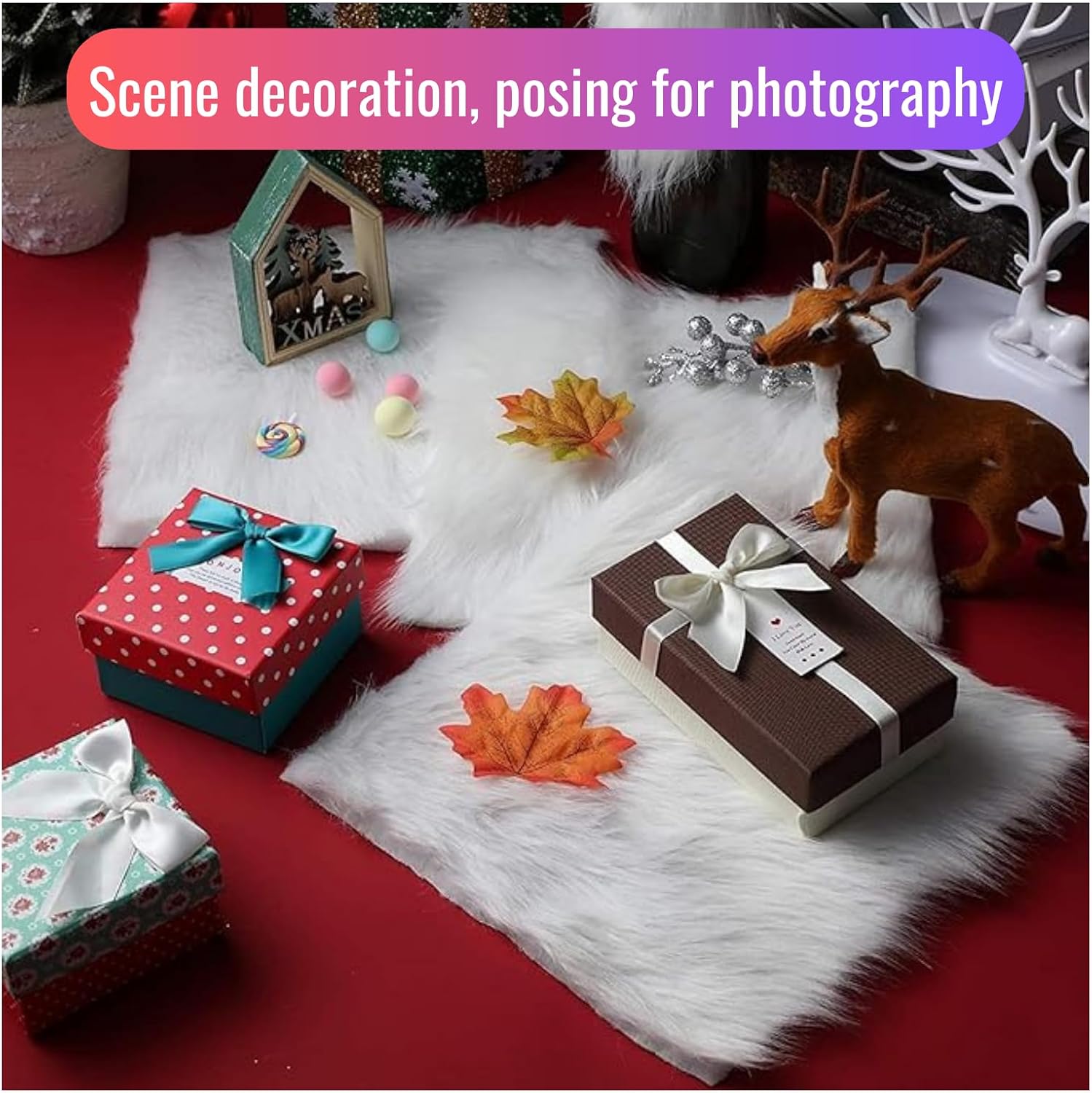 12 inches Mini Faux Fur Sheepskin Rugs,Fluffy Living Room Carpet Mini Small Size,for Photographing Background of Jewellery,Locker Accessories for Girls,Locker Rug (1 Pcs Round Light Purple)