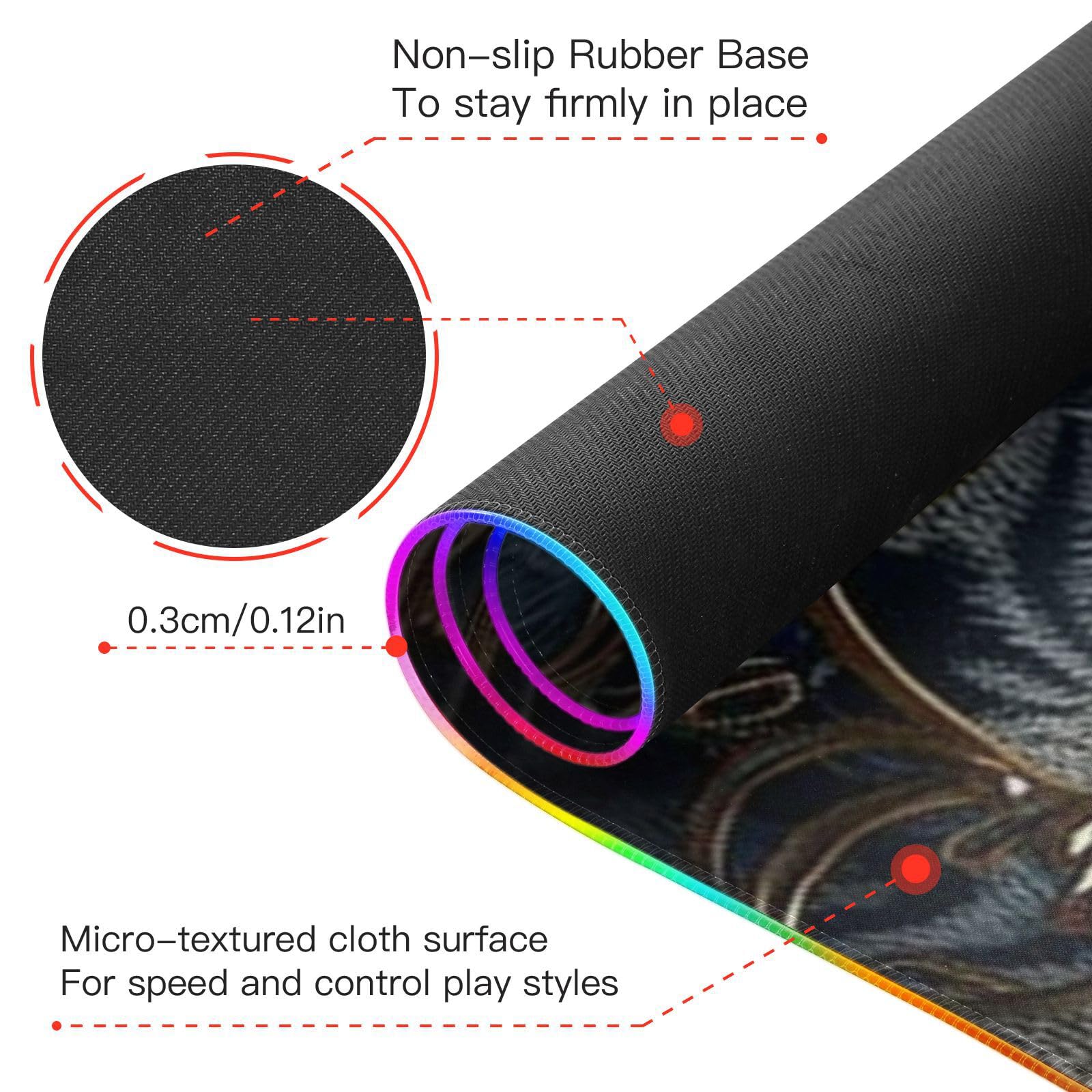 Nero Oro Fierce Tigri Ricarica Wireless Incandescente grande animale pad gaming animale tappetino gigante mouse sottile viaggio 80x30 cm