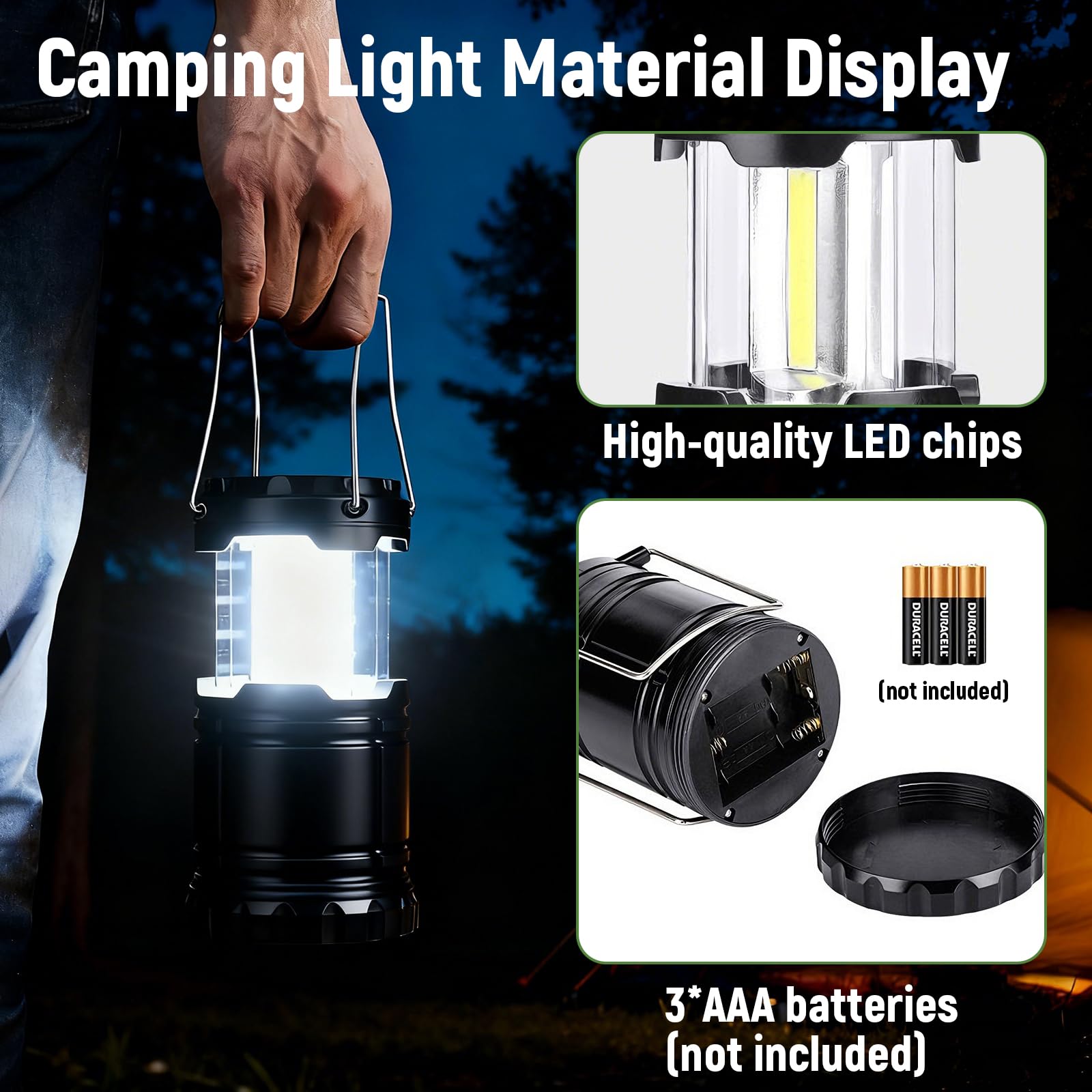 4 Pezzi Lampada da Campeggio, Lampada Campeggio Impermeabile Portatile, Lampada da Tenda LED a Batteria (3*AAA non incluso) per Campeggio, Emergenza, Pesca, Escursionismo