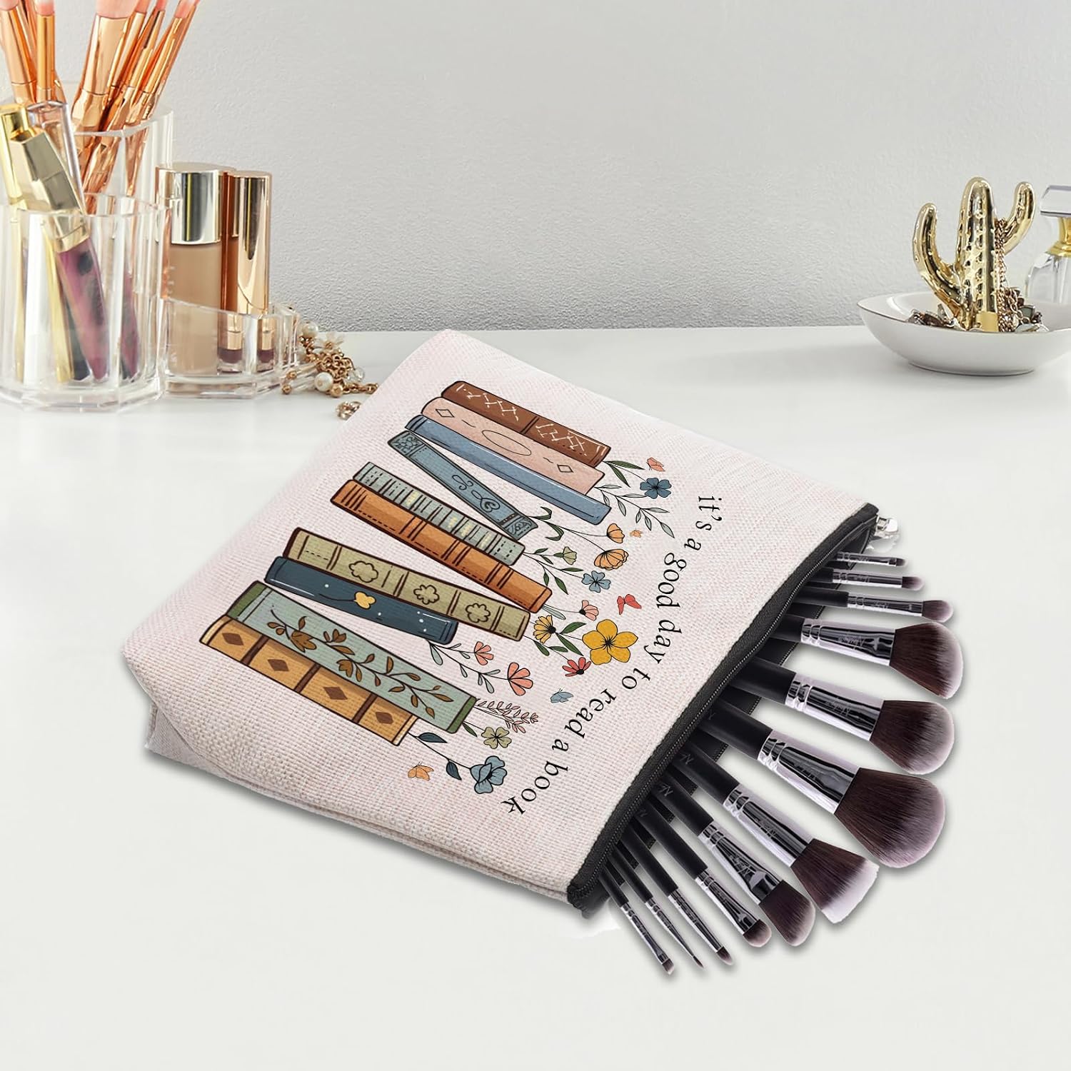 Book Lovers Gifts Makeup Bag, Bookish Gifts for Book Lovers, Bookworm Women Toiletry Pouch, Birthday Christmas Gift Ideas for Reader Literary Librarians Teacher image 3