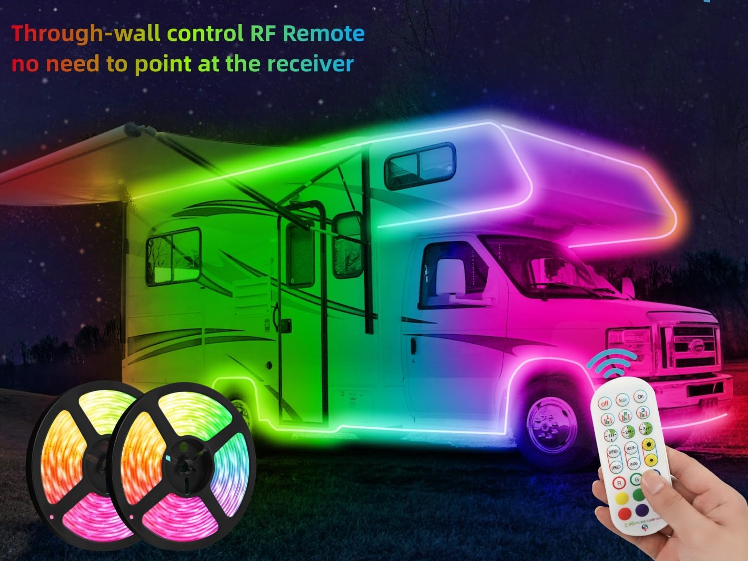 Snapklik.com : ROLiGHTiC 60FT RV Awning Lights Strip, 12V Multi-Color ...