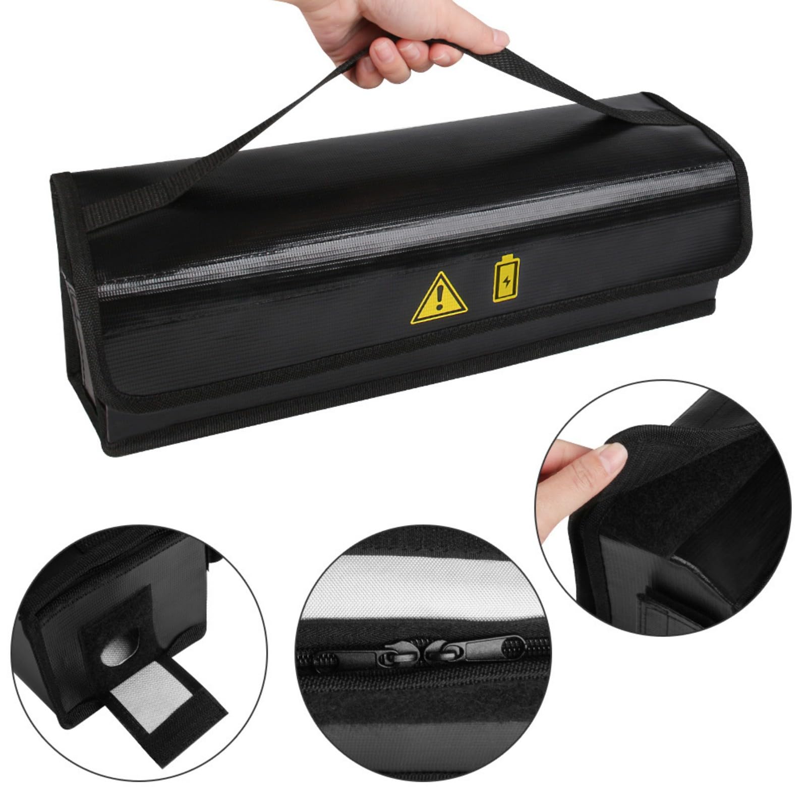 Flammensichere Batterie Aufbewahrungstasche, verdickte Schicht, feuerbeständig, leichtes Design mit glatten Reißverschlüssen für Drohnen, tragbare, flammensichere Batterie Sicherheitstasche