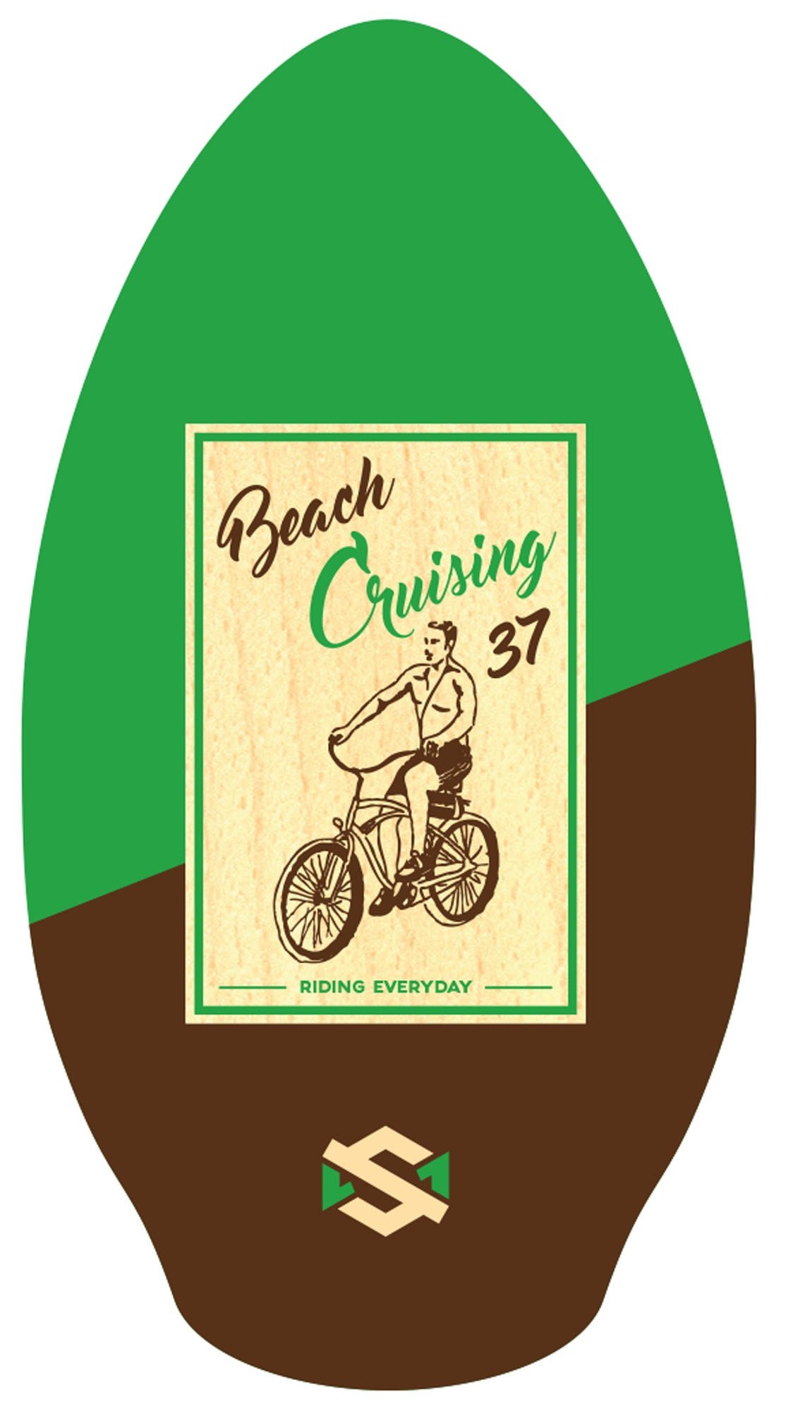 Skimboard Skim One Wood 37" Verde - Tavola Per Scivolamento Su Spiaggia, Principianti