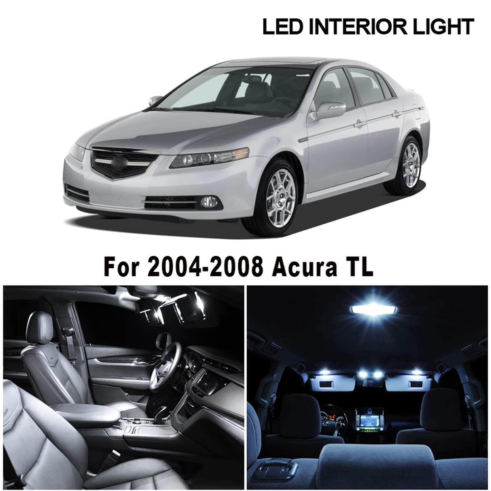 12 pièces Blanc Canbus LED Ampoules Kit intérieur, pour Acura TL 2004 2005 2006 2007 2008 Accessoires de Voiture Lampe de Plaque d'immatriculation