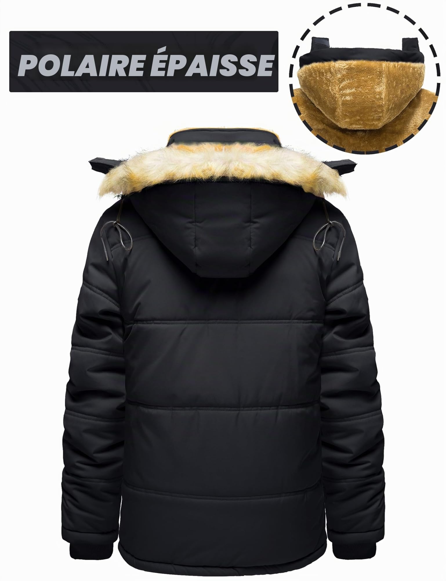 TACVASEN Homme Veste Homme Hiver Décontracté Veste Homme Coupe-vent Veste Homme Chaude Veste Homme Polaire Parka Capuche