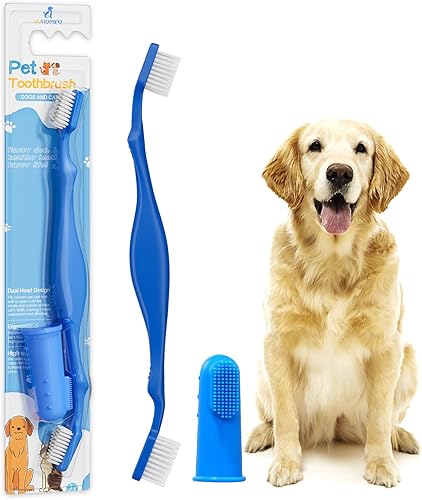 VVHOMIFE Comfort Grip - Cepillo de dientes canino para perros grandes, diseño ergonómico para un fácil cuidado dental para perros grandes, limpieza