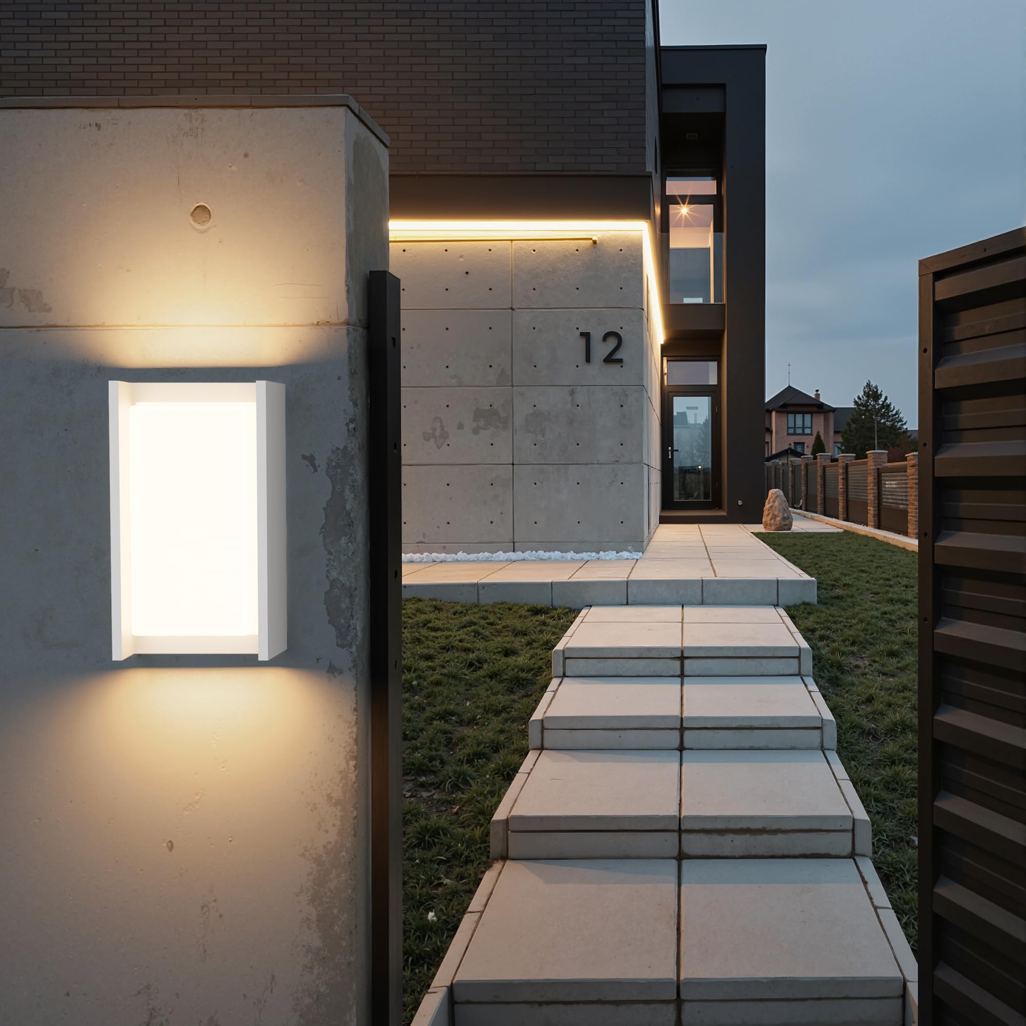 Klighten Lampada da parete per esterni LED 3000K 24W, lampada da parete per esterni impermeabile IP65, Applique adatta per uso interno, patio e giardino, Bianco
